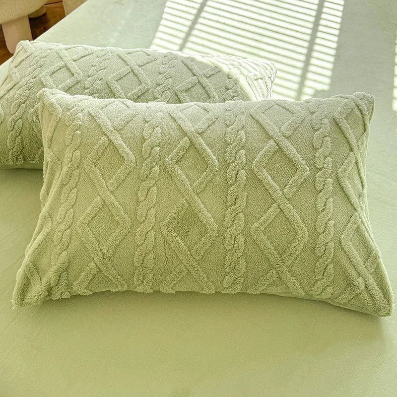 Velvet Rectangle Pillowcase, Beige, Warm Bedding