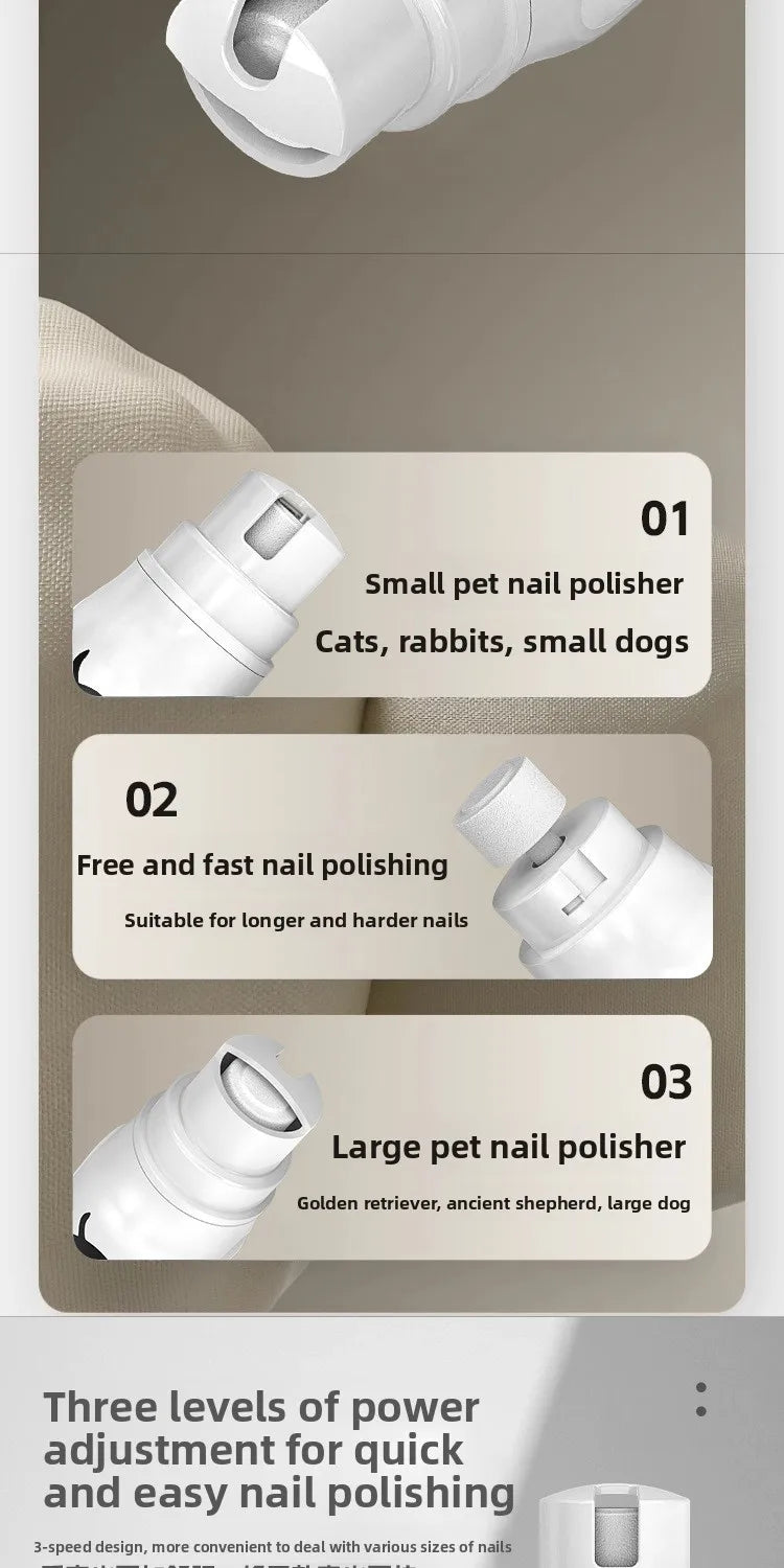 LCD Display Pet Nail Polisher with 3 Grinding Heads