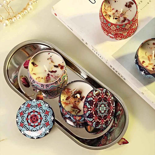 Vintage Can Candles Soy Wax Flower Fragrance Scented Candle Vintage Flower Rose Lavender Candle Jars For Wedding Birthday Gift