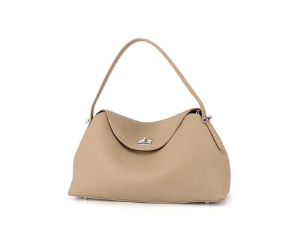 Retro Cowhide Leather Tote, Large Capacity Shopping Bag