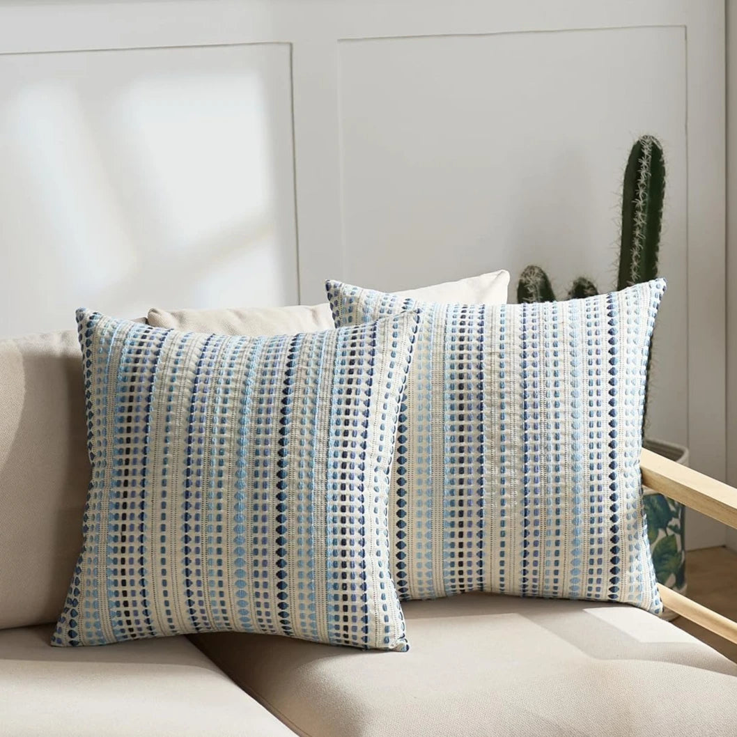 Colorful Chenille Cushion Cover with Linen Backing