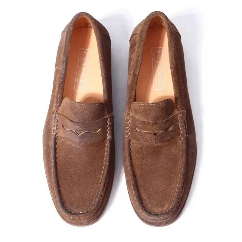 Men's Cow Suede Loafers | Classic British Style Moccasins Light Driving Flats