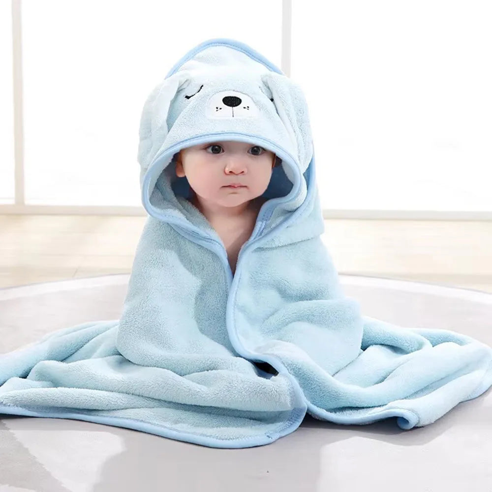 Hooded Coral Fleece Toddler Bathrobe & Towel