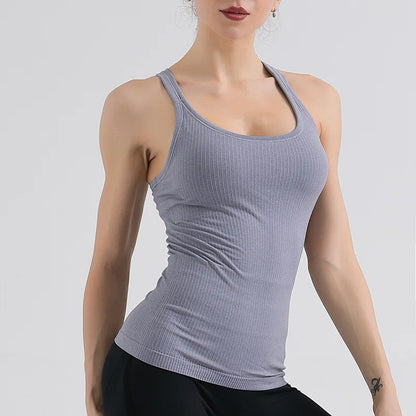 Women’s Yoga Vest Sports Bra — Chest Cushion Athletic Crop Top
