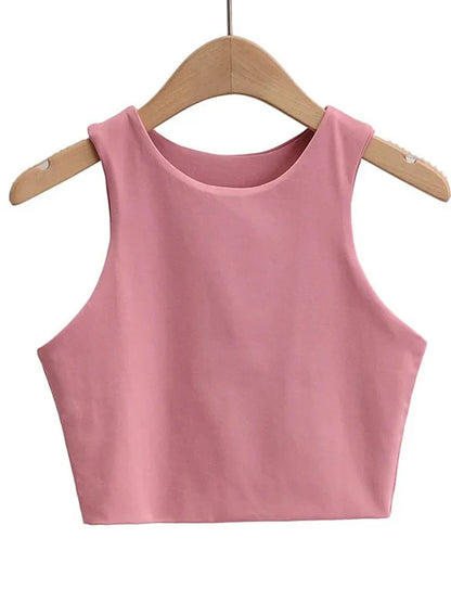 Women's Slim O-Neck Sleeveless Tank Top — Double Nylon Ladies Quality Top 6 Colors