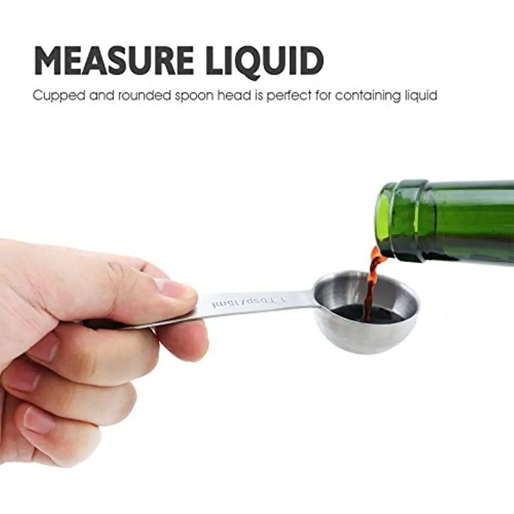 6 in 1 Measuring Spoon Stainless Steel Seasoning Coffee Tea Premium Stackable Bakery Tool with Scale Kitchen Supplies