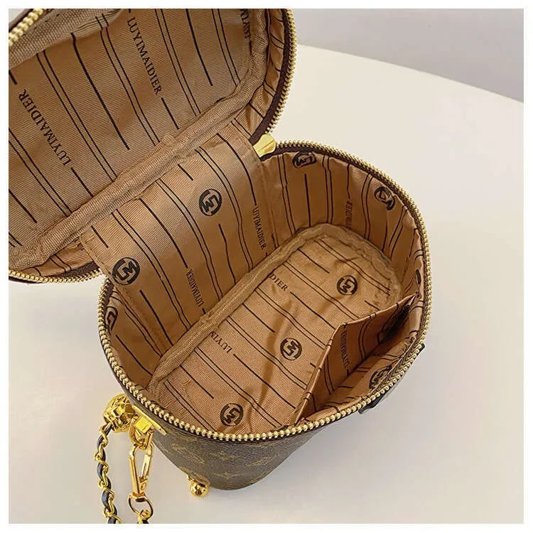 Letter-Printed Bucket Bag, Versatile Crossbody
