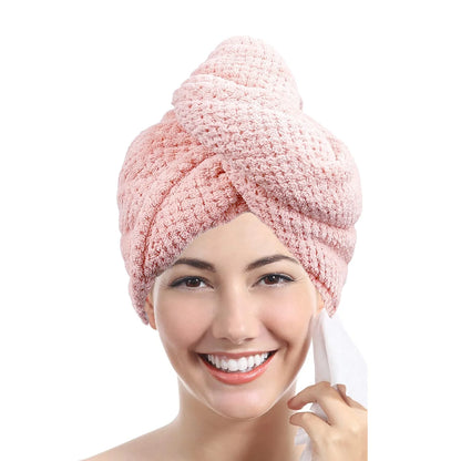Solid color hair towel Textured dry hair cap 9.8 "X 25.5" absorbent hair
