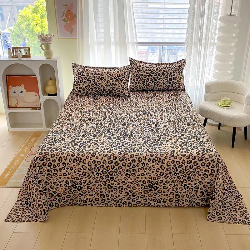 Red Floral Printed Flat Bed Sheet | Single-King
