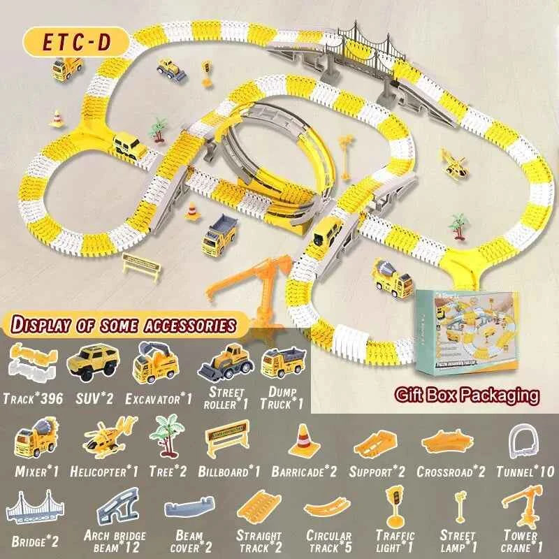 Kids Electric Track Toy Engineering Minin Car Set Puzzle Boy Toys Track Car Train Toys For Children Birthday Christmas Gifts