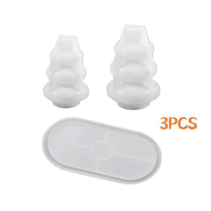 3pcs Vase Tray Silicone Mold, Plaster Vase Mold, Resin Silicone Mold, Suitable for Plaster, Microcement, Resin, etc. Handmade