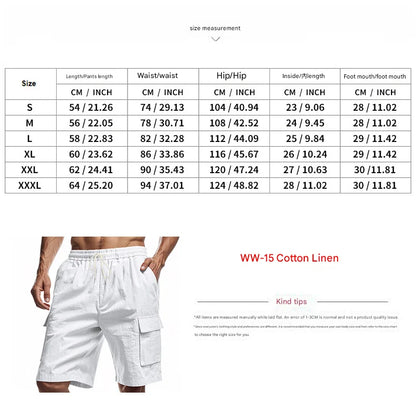 Men's Linen Drawstring Elastic Waist Work Pants — Breathable Casual All-Match Trousers