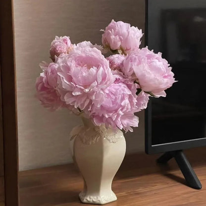 French Modern Ceramic Vase Living Room Hydroponic Flower Arranger Simple Embossed Vases Ornament Ваза Для Цветов Room Decor