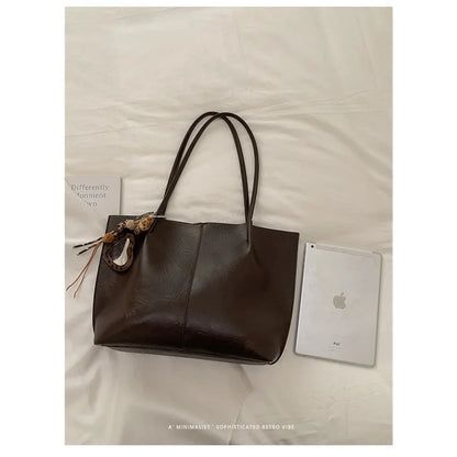 Khaki Wrinkled Faux Leather Tote, Fits 13-Inch Laptop