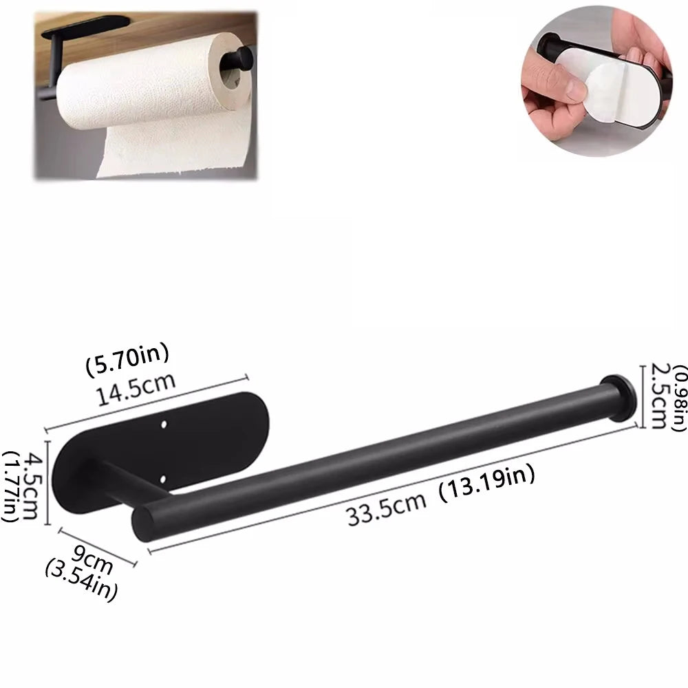 Adhesive Paper Towel Holder and Kitchen Roll Organizer, No-Drill Wall Mount