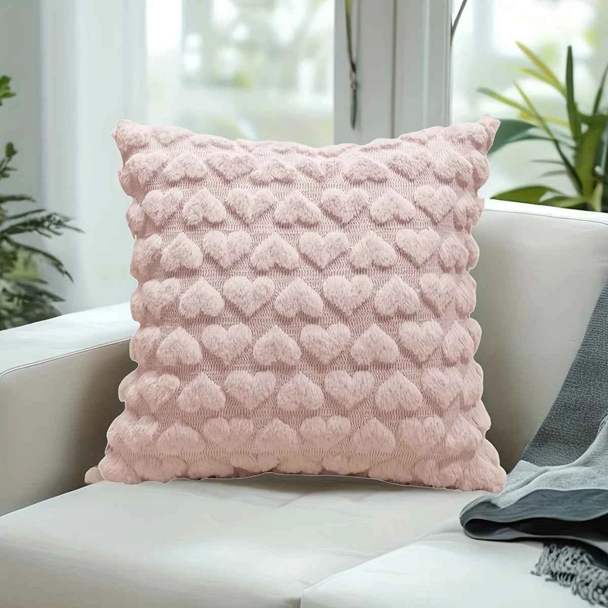 1pc Modern Solid Color Love Plush Throw Pillow Cover,Valentine's Day Cushion Cover,Home , Room,Bedroom,Living Room,Sofa Decor