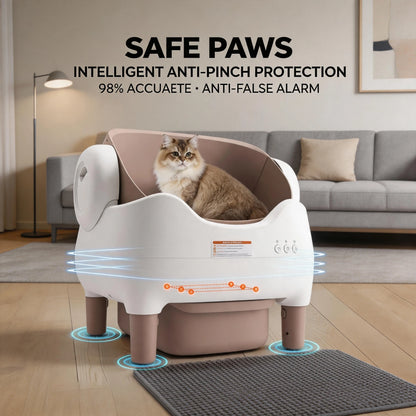 Self-Cleaning Cat Litter Box — Open-Top, APP Control & 10L Waste Bin for Multi-Cats