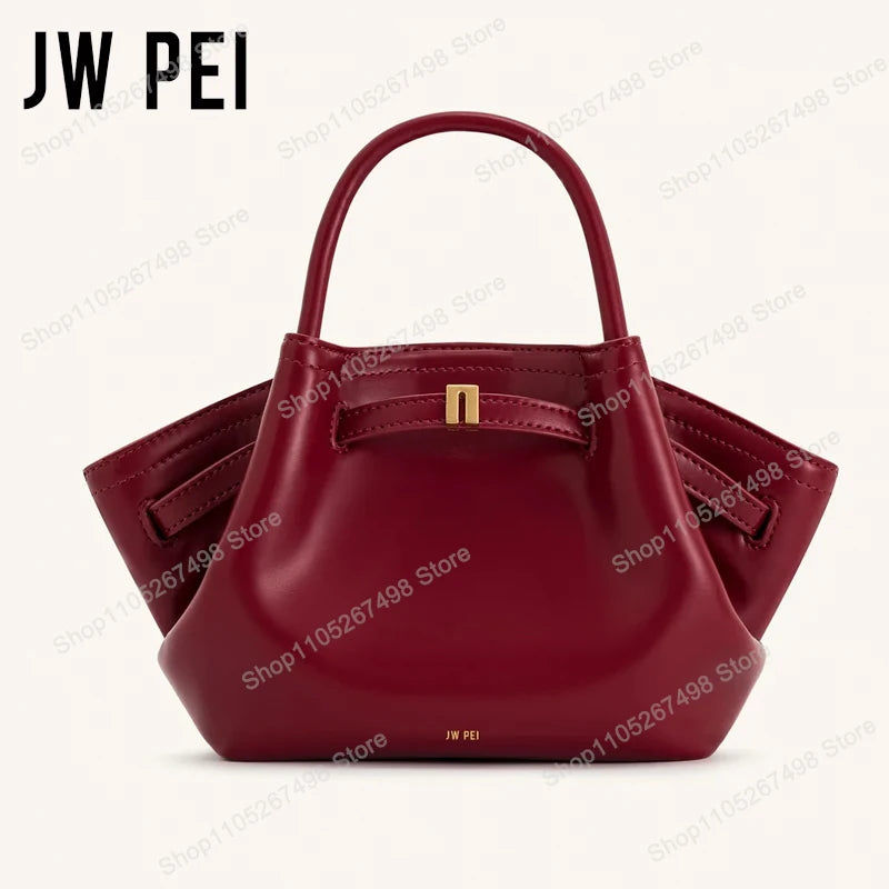 Minimalist Pebbled Leather Trapeze Tote, Top Handle