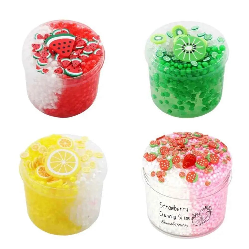 Soft 70ml Crystal Slime Foam Ball Glitter Clear Slime Set Strawberry Kiwi Stress Relief Slime Kit
