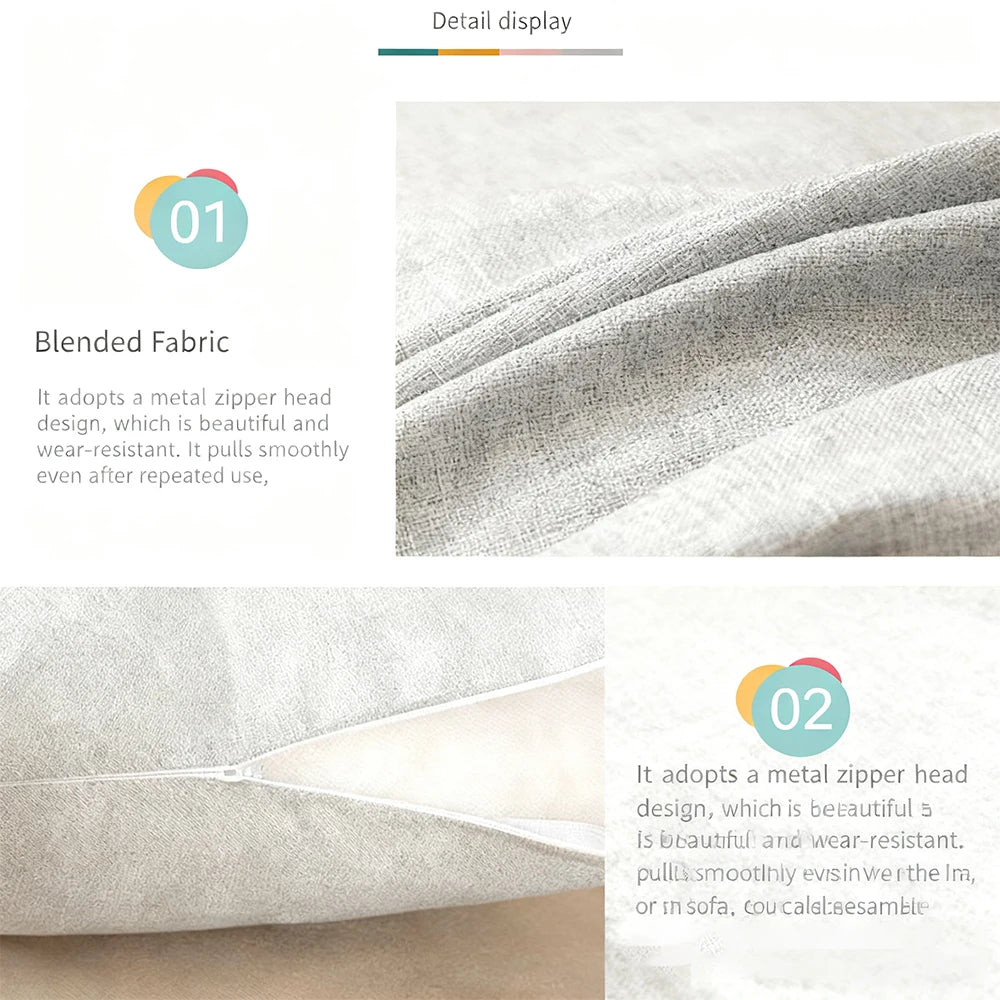 Solid-Color Cotton-Linen Cushion Cover