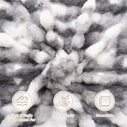 Faux Rabbit Fur Blanket for Bed,Thick & Warm Bed Blankets for Winter,Soft Cozy Fluffy Decorative Blankets for Bedroom