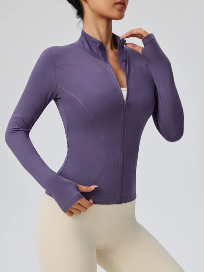 Professional elastic quick-drying sports jacket women's spring and summer yoga top tight slimming running cycling and fitnes