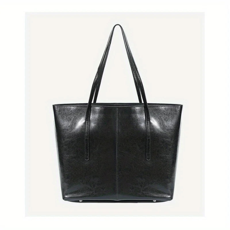 Red Cowhide Leather Tote Bag, Extra Large Capacity