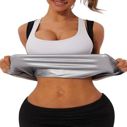 Women's Sauna Sweat Vest — Compression Waist Trainer Tank Top for Weight Loss