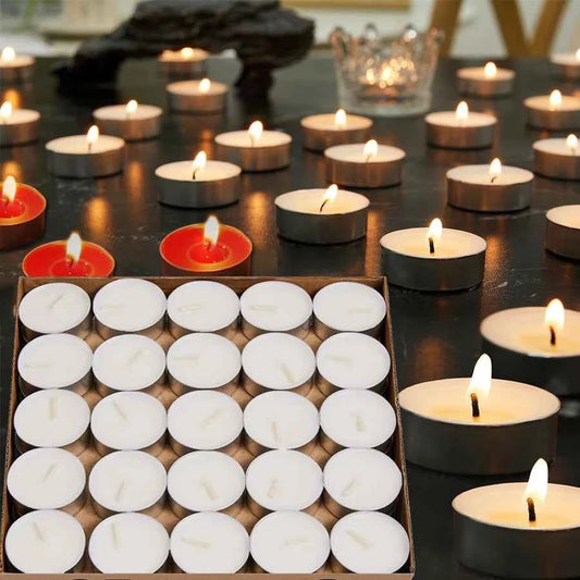 50 Pcs fragrance free tea wax 2-hour long burning mini smokeless wishing candles birthday candles holiday party candles