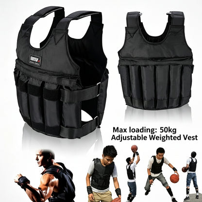 Adjustable Weighted Vest for Men And Women, Heavy Duty Weighted Vest, Black Oxford Fabric, for Strength Training, Cardio - Ergonomic Design, Muscle Building, Running Gear, Outdoor Fitness (Weight Plates Not Included)
