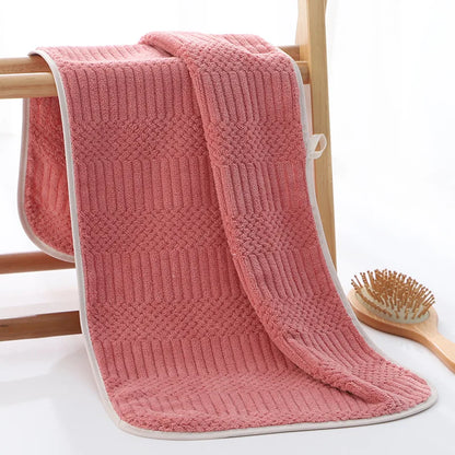 5-Piece Coral Fleece Lucky Grid Towel Set — Quick-Drying