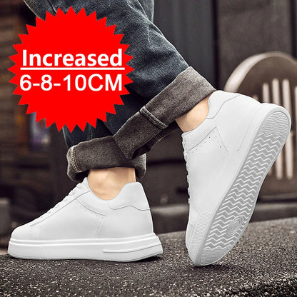 Brand Elevator Shoes Men Heightening Shoes Leather Height Increase 6/8/10cm Lifting Men's Height Increasing Mens Casual Sneakers