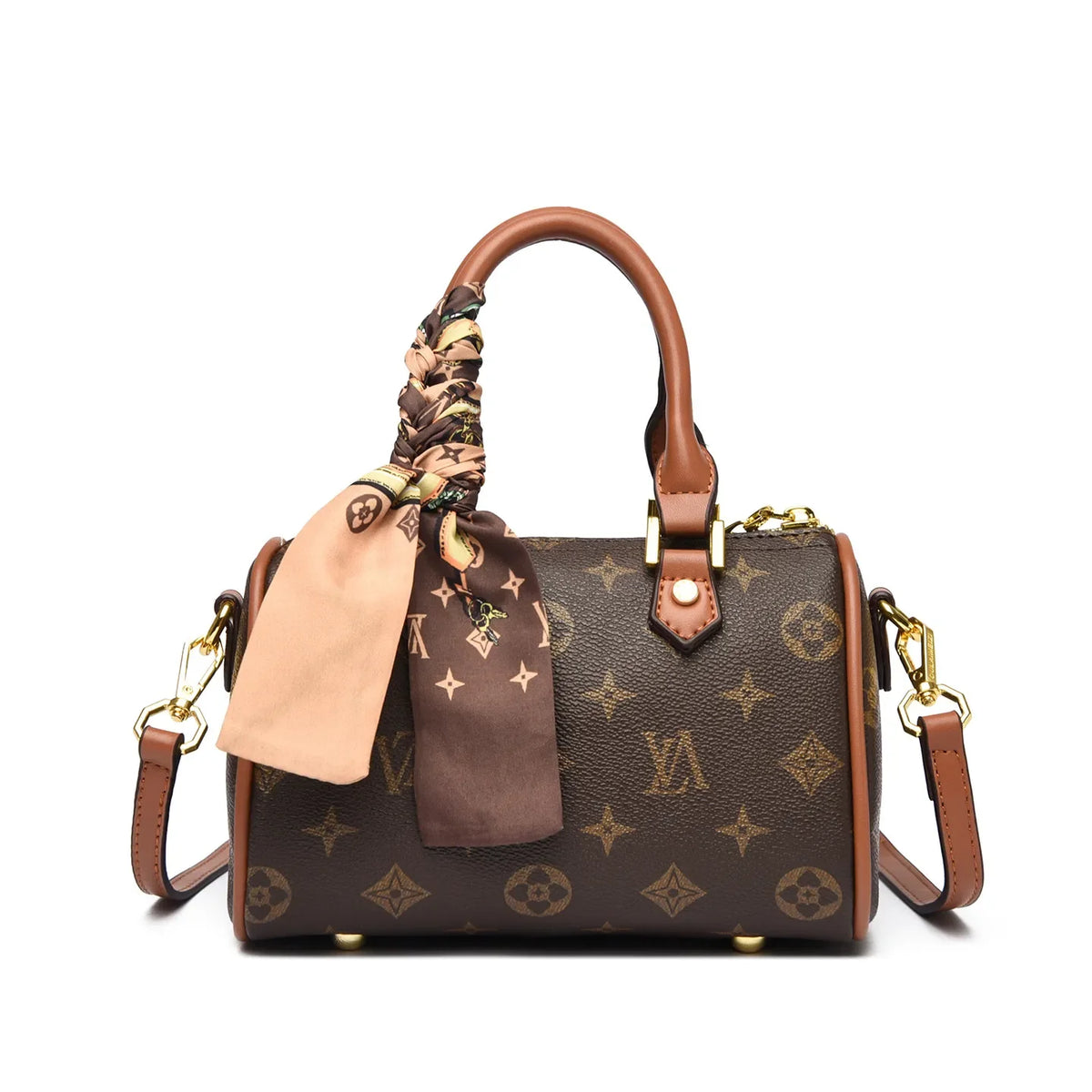 Retro Letter-Print Boston Bag, Trendy Shoulder Bag