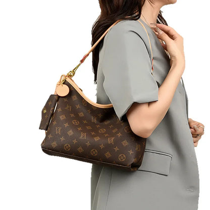 Vintage Canvas Hobo Tote with Mini Coin Bag Charm