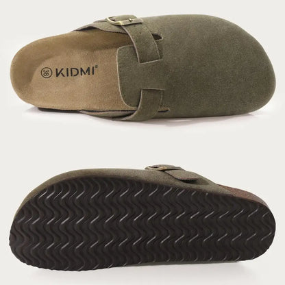 Men’s Suede Clogs — Soft Leather Cork Sandals with Arch Support