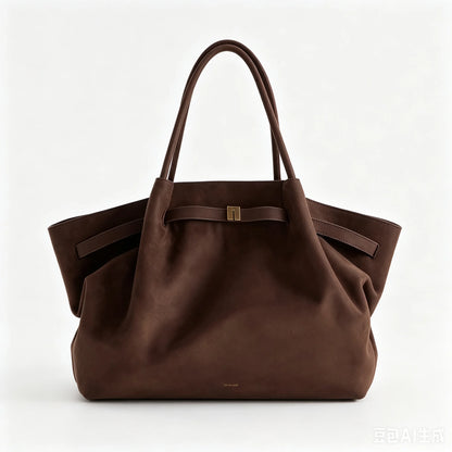 Minimalist Pebbled Leather Trapeze Tote, Top Handle