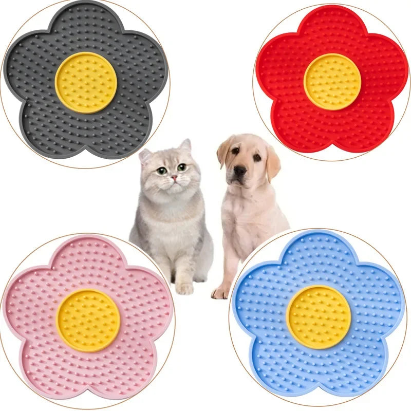 Sunflower Silicone Pet Licking Mat – Slow Feeder Lick Pad for Dogs & Cats
