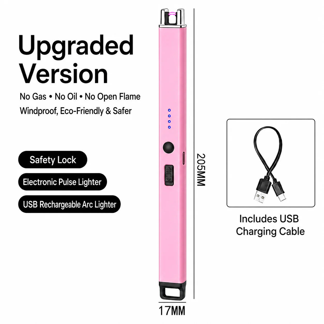 Electric Arc Candle Lighter – USB Rechargeable, Windproof Flameless Plasma, Long Reach & LED Display
