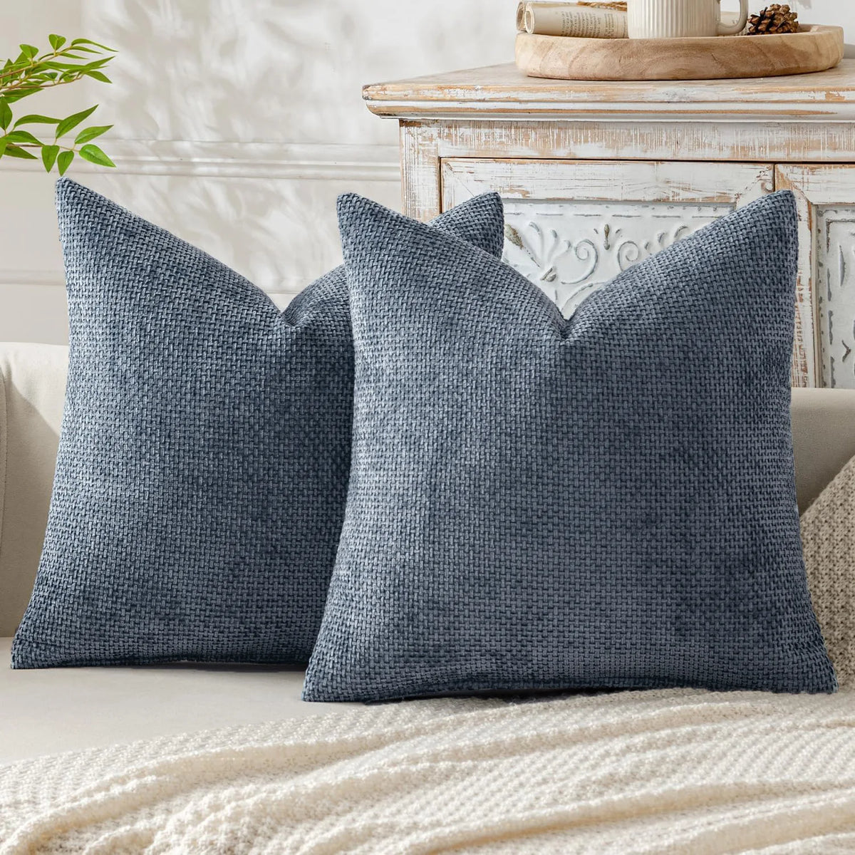 Dark Green Chenille Decorative Cushion Cover