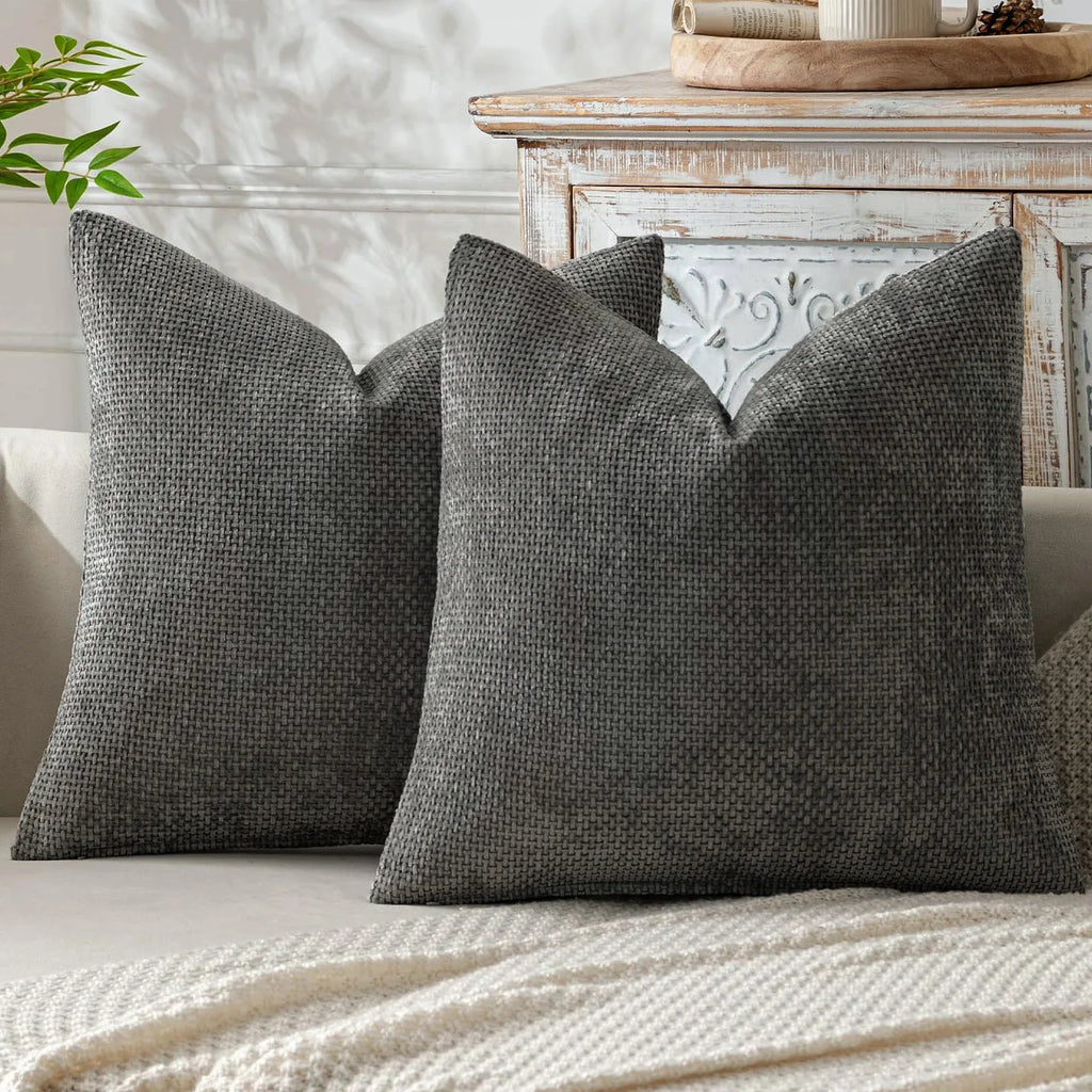Dark Green Chenille Decorative Cushion Cover