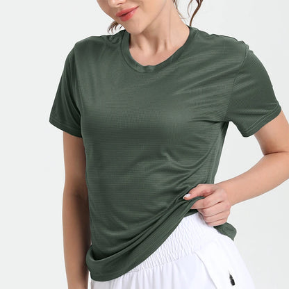 Women's Solid Color Ultralight Quick Dry Sport T-Shirt,Breathable Lightweight ,Running Gym Compression Shirt