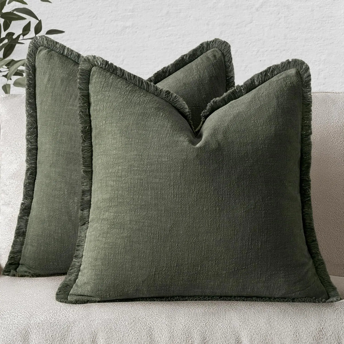 Fringed Boho Cushion Cover with Tassel Detail