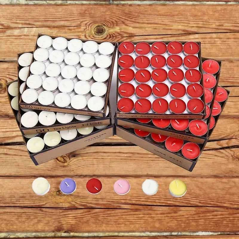 50 pieces of Round paraffin wax candle romantic layout smokeless wedding lover proposal confession smokeless tea wax
