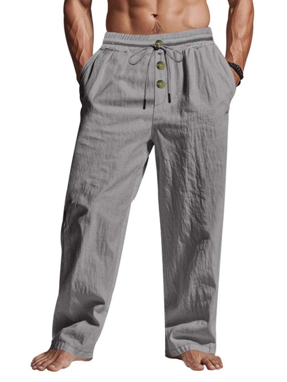 Men's Casual Breathable Hawaiian Beach Jogging Pants — Solid Color Sweatpants