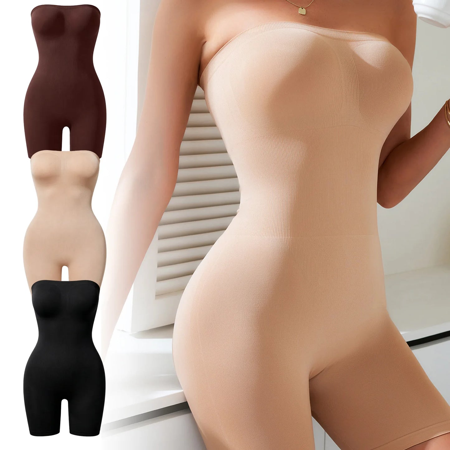 Women's Strapless Shirred Jumpsuit — Soft Breathable Summer Romper
