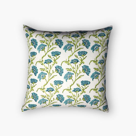 Housse de coussin Bella - Vert olive et bleu