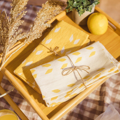 Terra - Pure Linen Table Napkins (Set of 2) - White Mustard