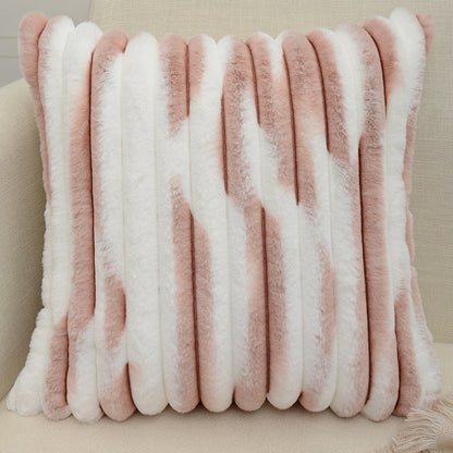 18"x18" Ribbed Ombre Faux Fur Pillow 5 Colors – Ultra-Soft Two-Tone Design Luxury Textured Accent Insert Included