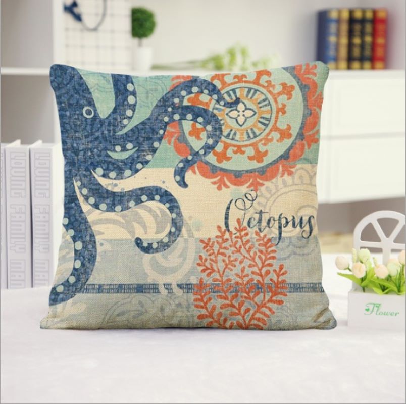 18''x18'' coastal print throw pillow | 15 designs nautical & beach themed | rustic seaside accent | insert included