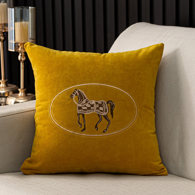 Hand-embroidered Cushion Cover Horse Pattern Pillowcase - DropOnline.co